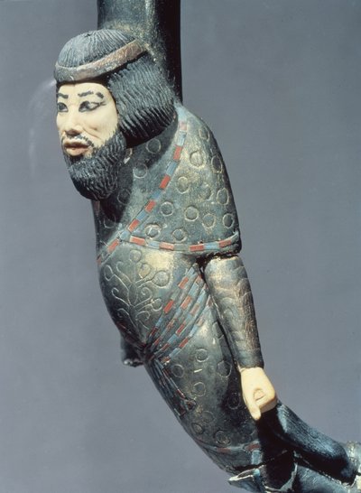 图坦卡蒙墓（公元前1370-52）新王国（木头和象牙）（见149407）的仪式手杖结束时叙利亚人的身影 作者 Egyptian 18th Dynasty