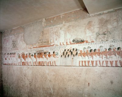 Ramose墓地的内部，新的王国，c.1360 BC（壁画） 作者 Egyptian 18th Dynasty