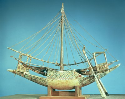 模型的法老之一船，从图坦卡蒙墓（公元前1370-52）新王国（木头） 作者 Egyptian 18th Dynasty