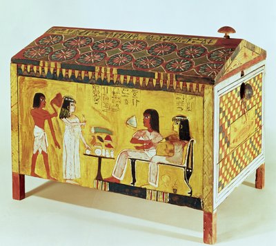 在新王国Deir el-Medina（木头）发现的Kha墓（公元前1390  -  52年）的宴会场景 作者 埃及第十八王朝