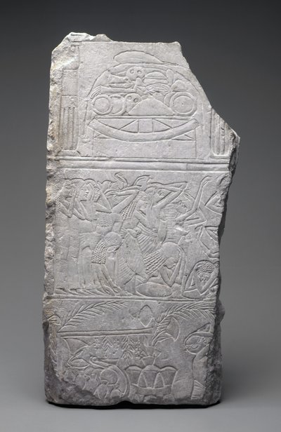 悼念者和丧葬品浮雕，新王国，约公元前1340年（石灰岩 作者 埃及第十八王朝