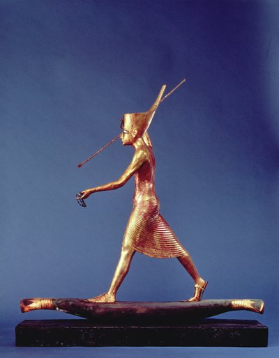 图坦卡蒙（公元前1373-1352）Harpooner，来自新王国图坦卡蒙墓（镀金木）（另见3977和120779） 作者 Egyptian 18th Dynasty