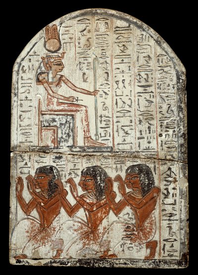 埃及古董：Deir el Medineh 的工匠雕塑家 Ken 的石碑：代表女神 Renenoutet（食蛇）。 Epoque Ramses II (1290-1224 BC) 波尔多，阿基坦博物馆 作者 埃及第19王朝