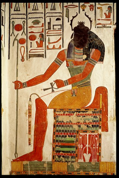 来自新王国奈费尔塔里墓的神，Khepri（壁画） 作者 埃及第19王朝
