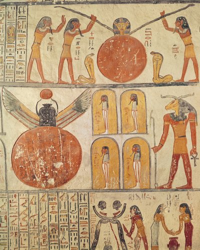 来自地球之书的详细信息，来自拉美西斯六世（公元前1113-1136）新王国（壁画）的墓室 作者 埃及第20王朝