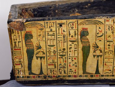 可能在Deir El-Bahri发现的Nesyamun木乃伊的外棺底细，新王国，约公元前1100年（彩绘木）。 作者 埃及第20王朝