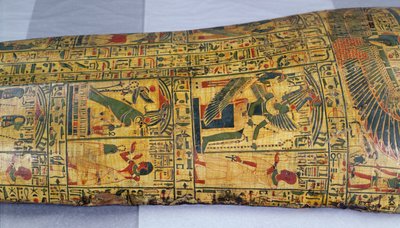 可能在Deir El-Bahri发现的Nesyamun木乃伊的棺材外盖细节，新王国，约公元前1100年（彩绘木）。 作者 埃及第20王朝