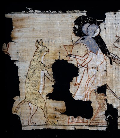 描绘讽刺场景的纸莎草，约公元前1100年，可追溯至拉美西斯九世统治时期，细节，埃及文明，新王国，第二十王朝 作者 埃及第20王朝