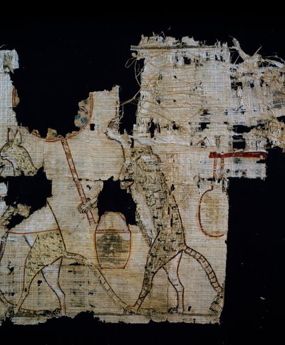 描绘讽刺场景的纸莎草，约公元前1100年，可追溯至拉美西斯九世统治时期，细节，埃及文明，新王国，第二十王朝 作者 埃及第20王朝