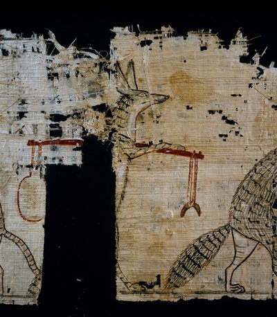 描绘讽刺场景的纸莎草，约公元前1100年，可追溯至拉美西斯九世统治时期，细节，埃及文明，新王国，第二十王朝 作者 埃及第20王朝