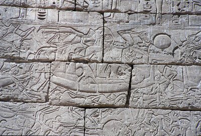 海人，拉美西斯三世海军之战，Medinet Habu，公元前1195-64 作者 埃及第20王朝