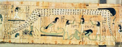 Djedkhonsouefankh的葬礼纸莎草画描绘Geb和Nut，第三中间期（纸莎草纸） 作者 埃及第21王朝
