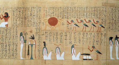 Imenemsaouf的神话纸莎草，第三中间期，公元前1000年（彩绘纸莎草纸）（细节） 作者 埃及第21王朝