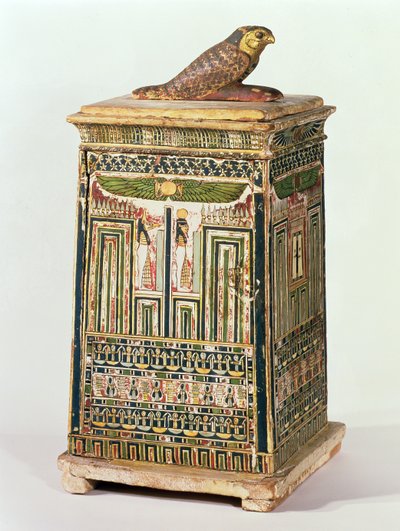 Canq jar box，来自Saqqara，Late Period（多色和镀金木） 作者 埃及第26王朝