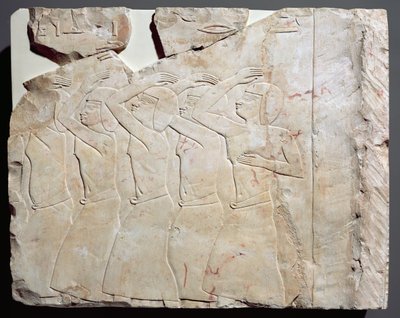 来自Nes-Peka-Shuty墓，Deir El-Bahri，底比斯的救济，详细信息来自第二个登记册的右端，赛特时期，公元前656-610（石灰岩） 作者 埃及第26王朝