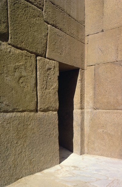 花岗岩墙壁从古老的王国哈夫拉谷寺庙 作者 Egyptian 4th Dynasty