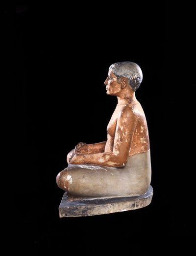 从Saqqara，旧王国（石灰石，雪花石膏和水晶）的卧虎藏龙雕像的宽视图（另见50750） 作者 埃及第五王朝