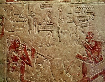 浮雕描绘玻璃鼓风机，来自Kaemrehu的Mastaba，Saqqara，旧王国，公元前2325（绘石灰石） 作者 Egyptian 6th Dynasty