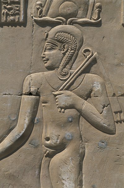 埃及，利比亚沙漠，Al-Dakhilah（Dakhla）绿洲，Dayr al-Haggar，埃及神庙的浮雕 作者 埃及人埃及人