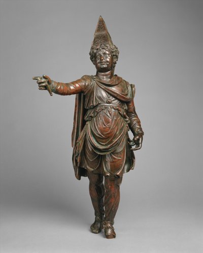 穿着东方服装的男孩青铜雕像，公元前1世纪中后期（青铜）。 作者 Egyptian Ptolemaic Period