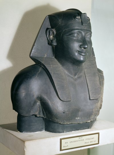 托勒密一世埃及风格雕像的片段，公元前305-283（玄武岩） 作者 Egyptian Ptolemaic Period
