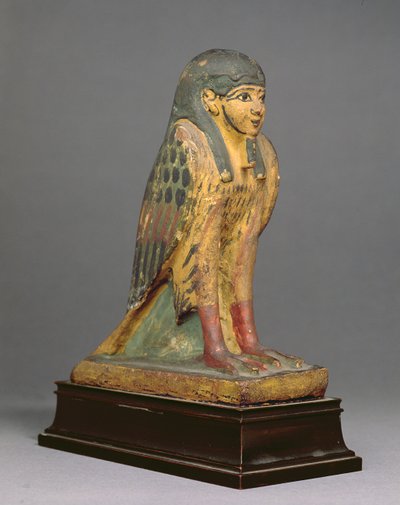 人头Ba鸟（gessoed和彩绘木） 作者 Egyptian Ptolemaic Period