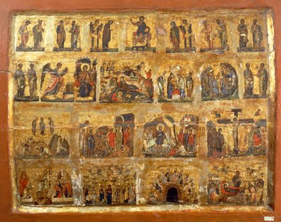 Deesis Row and the Twelve Great Feasts (油漆和金箔在面板上) 作者 埃及学派