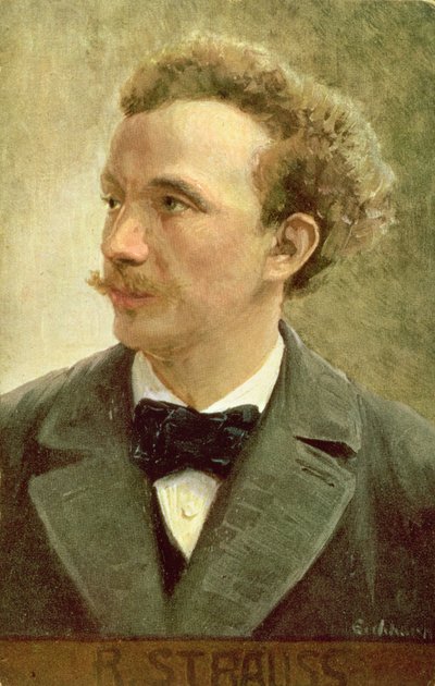 理查德-施特劳斯（1864-1949）的明信片，约1914年（彩色平印）。 作者 艾希霍恩艾希霍恩
