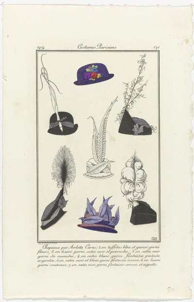 配饰
Journal des Dames et des Modes，Costumes Parisiens，1914 年，第 171 期：Arlett 的帽子 (...) 作者 艾格峰