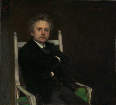 爱德华·格里格（Edvard Grieg）肖像1843-1907，1891年。 作者 哈尔默·艾利夫·伊曼纽尔·彼得森