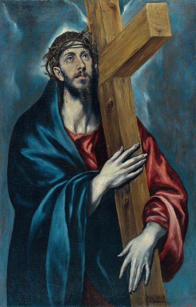 基督背十字架 - Domenikos Theotokopoulos dit El Greco（1541-1614 年）的画作 - 约 1590 年 - 布面油画 - 106,4x69 - 巴塞罗那加泰罗尼亚国家艺术博物馆 作者 埃尔·格列柯