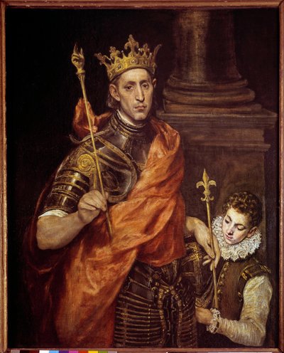 圣路易斯（路易斯九世）的肖像，一页（1214-1270 年）由 Domenikos Theotokopoulos dit El Greco（1541-1614 年）绘画。 1,20 x 0,96 米 作者 埃尔·格列柯