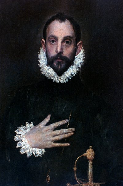 一个贵族，手放在胸前，c1577-1584 作者 埃尔·格列柯