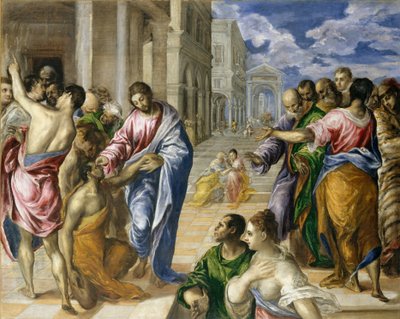 基督医治盲人，1570年 作者 El Greco