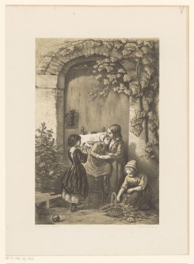 门前有四个女孩 作者 荷兰皇家 Steendrukkerij van CW Mieling