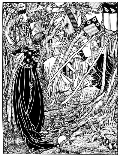 Lancelot Du Lake爵士的插图，1898年。 作者 埃莉诺 Fortescue-Brickdale