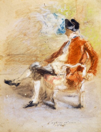 穿着18世纪服装的人物，约1890年（纸上粉彩画 作者 Eleuterio Pagliano
