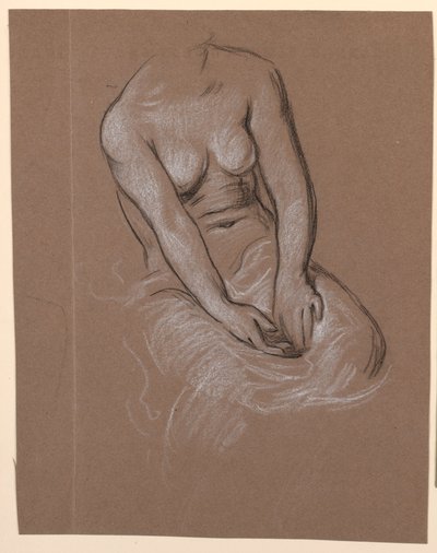素描，女性躯干研究，约 1885 年 作者 伊莱休·维德
