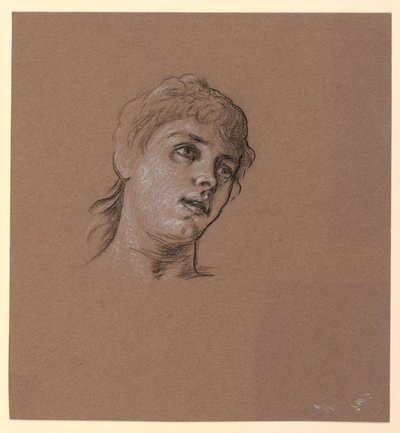 素描，少女肖像素描，约 1885 年 作者 伊莱休·维德