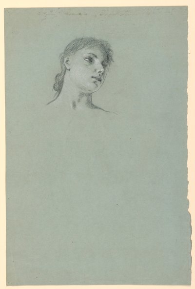 素描，一个女孩的研究，约 1885 年 作者 伊莱休·维德