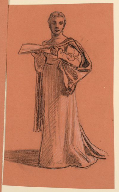 素描，"婚礼队伍 "中人物的研究，约 1872 年 作者 伊莱休·维德