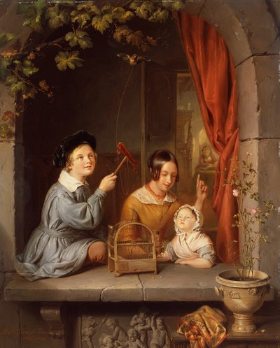 与宠物鸟玩耍 作者 伊丽莎白·阿丽达·哈嫩