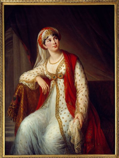 意大利歌手朱塞佩娜·格拉西尼（1773-1850）在伏尔泰的同名戏剧（1694-1746）中饰演扎伊尔的肖像，她是拿破仑·波拿巴和威灵顿公爵的情妇。 Marie Elisabeth Louise Vigee Le brun (ou Vige 作者 伊丽莎白·路易丝·维吉·勒布朗