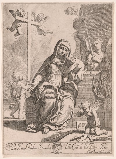 带有受难象征的悲哀圣母像 作者 伊丽莎白·赛拉妮（Elisabetta Sirani）