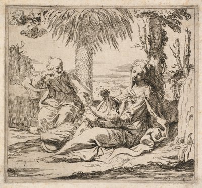 飞往埃及途中的休息 作者 伊丽莎白·赛拉妮（Elisabetta Sirani）