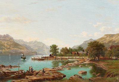 马焦雷湖畔的群山风景（布面油画） 作者 伊丽莎·阿格尼图斯·埃米利乌斯·尼霍夫