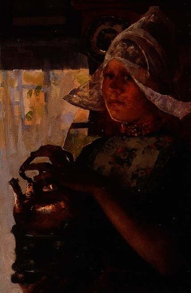 荷兰女孩Betje（板面油画 作者 伊丽莎白阿德拉斯坦霍普福布斯