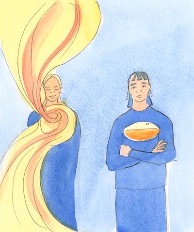 一个以开放的心向上帝祈祷的人，在日常生活中接受上帝的旨意，得到一连串的恩典，以浇灌自己的灵魂，并倾泻以提神，2004年（纸上写有w - c） 作者 伊丽莎白王