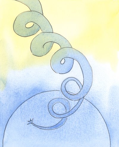 随着豆茎高高地飞向天空，我们的属灵生活也应该向“天堂”“增长”，2003年（纸上水） 作者 伊丽莎白王