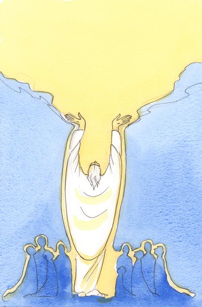因为耶稣基督是神，也是人，所以在弥撒中出现在我们中间（2003年，纸上水） 作者 伊丽莎白王